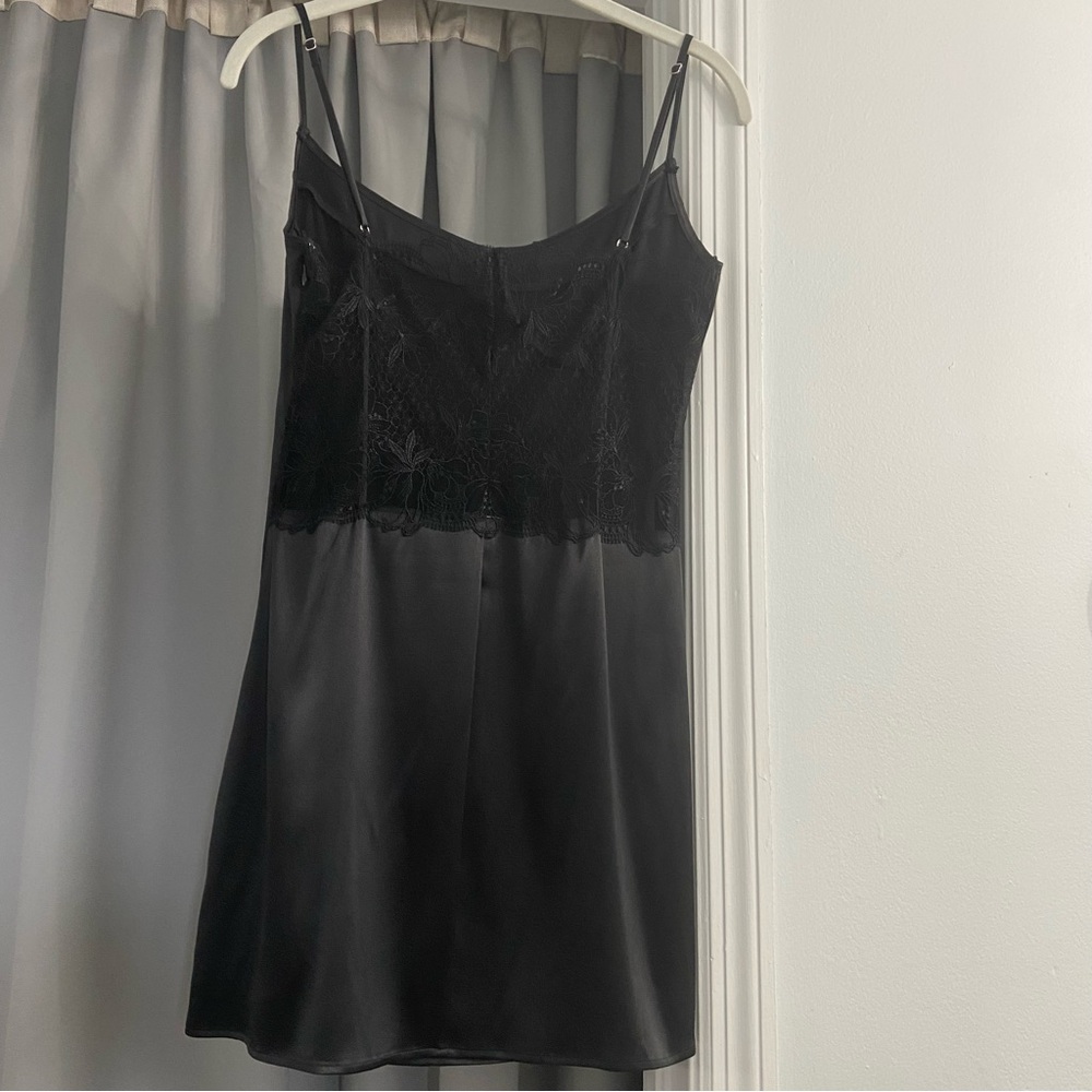 VICTORIA’S SECRET Black Satin Lace Mini Slip Dress Medium - Picture 2 of 6